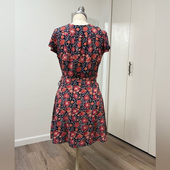 Blue Rain Romantic Boho Floral Wrap Dress Women’s Large Flattering V-Neck Chic - Picture 3 of 6